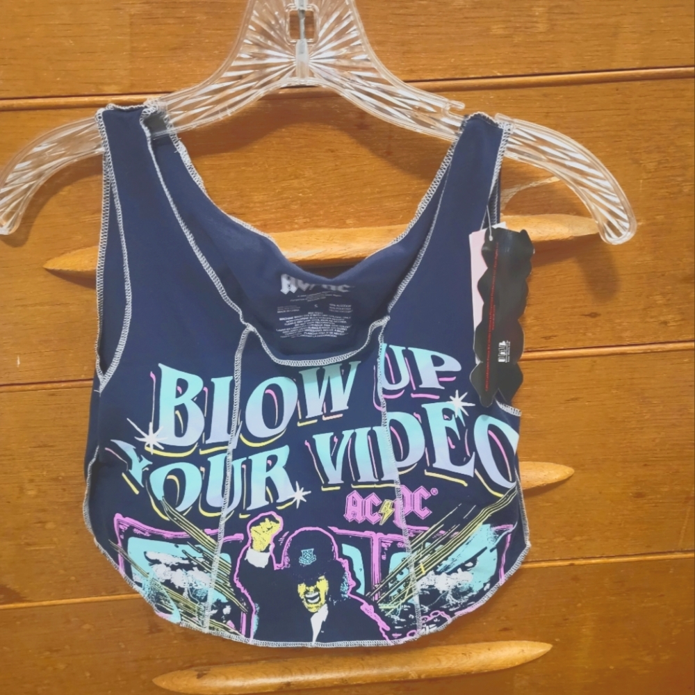NWT Womens AC/DC Navy Crop Tank Part of a Coordinated Set Size S